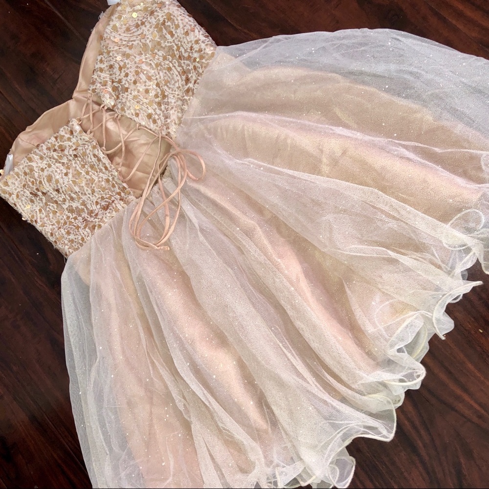 Golden "Speechless” Prom Dress